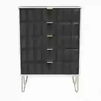 Cube 5 Drawer Chest Gold Legs Choice Of Nine Colours